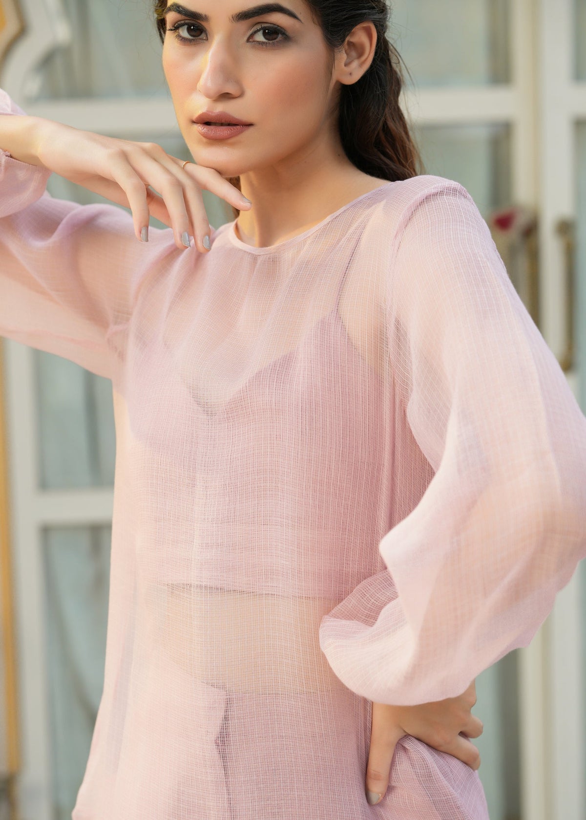 Linen 3 Piece Co-ord Set with Doriya Long Top - ILMA