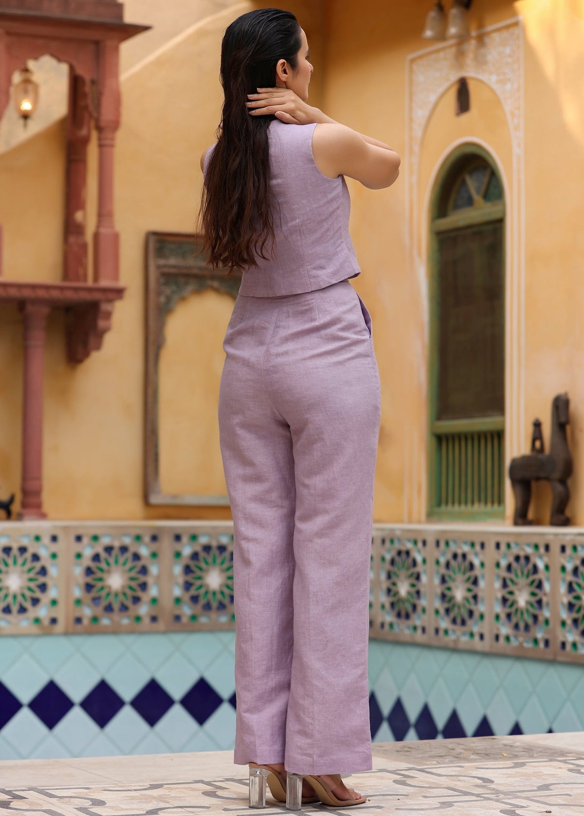 Linen Double Breasted Waistcoat Co-ord Set - ILMA