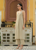 Linen Front Slit Sleeveless Kurta Set - ILMA
