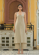Linen Front Slit Sleeveless Kurta Set - ILMA