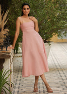 Linen Mid Calf Length Dress - ILMA