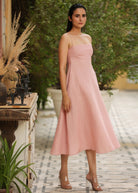 Linen Mid Calf Length Dress - ILMA
