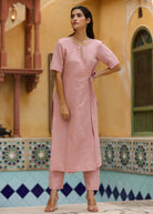 Linen Side Tie-Ups Kurta Set - ILMA