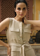Linen Sleeveless Shirt Co-ord Set - ILMA