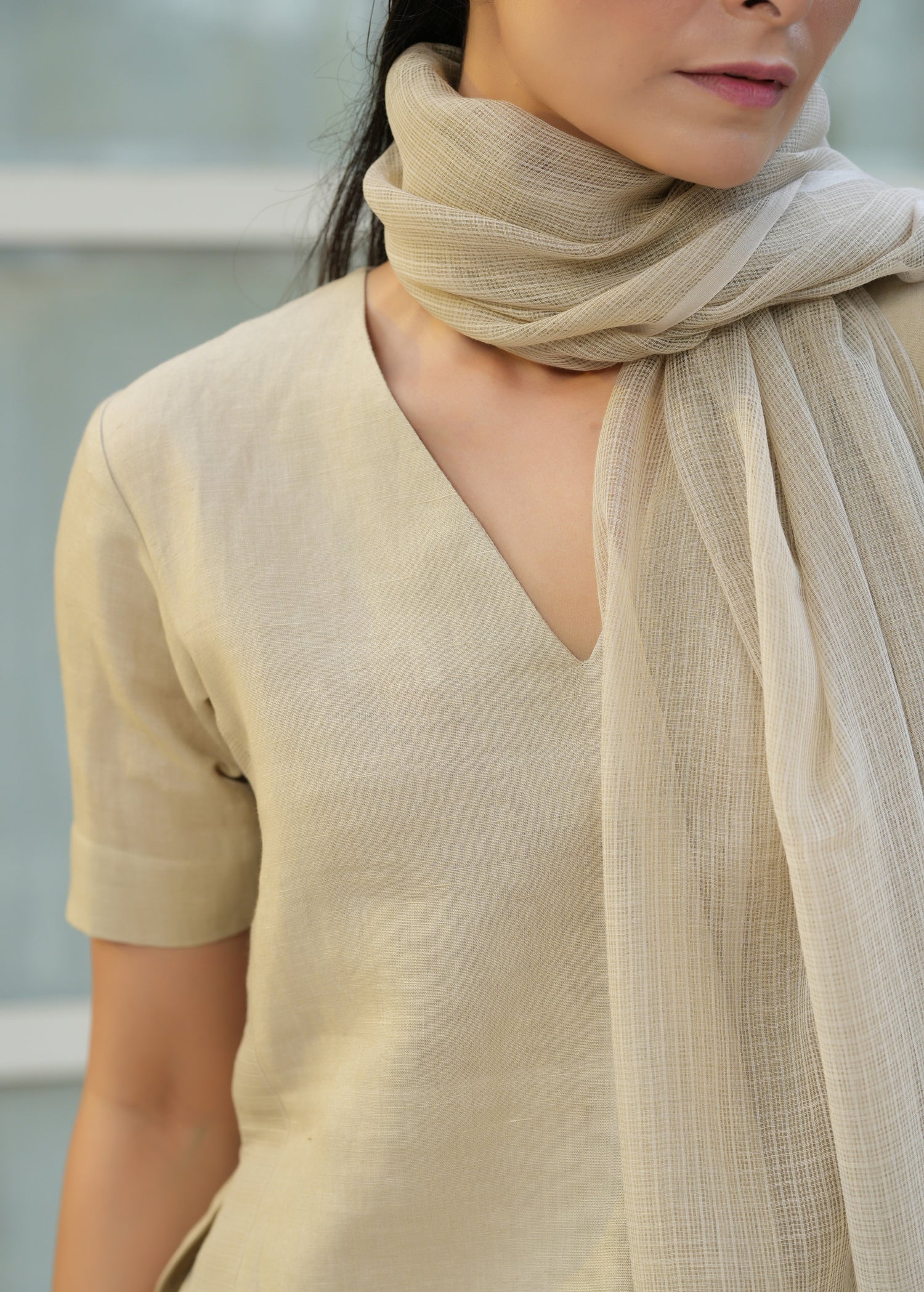 Linen V-Neck Suit Set - ILMA
