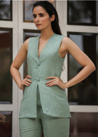 Linen Waistcoat Pants Co-ord Set - ILMA