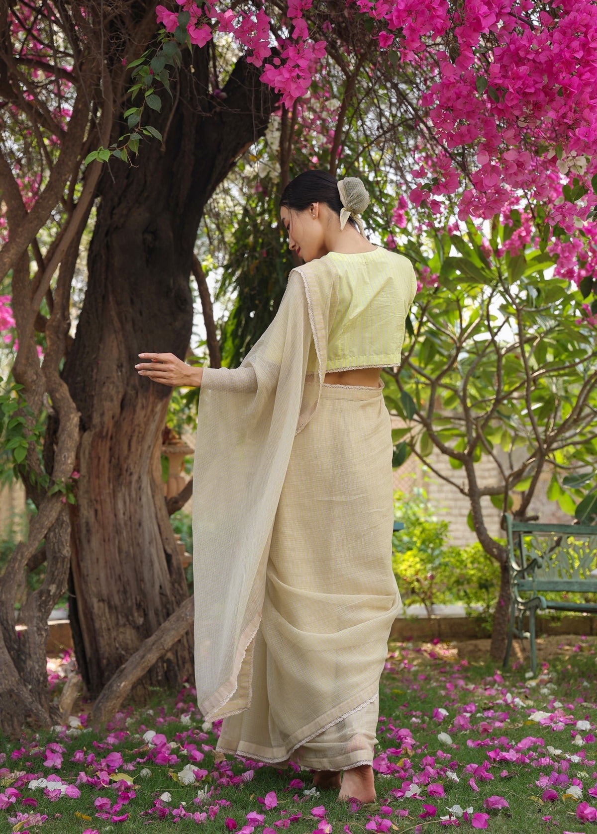 MEADOW Striped Saree with Blouse - ILMA