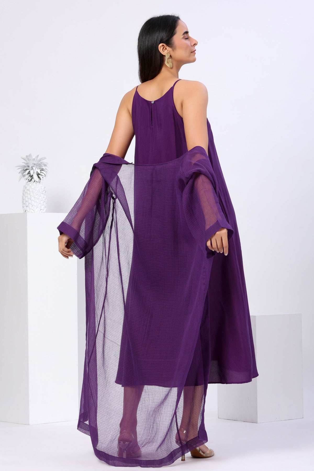 Mid Calf Length Dress with Doriya Shrug - ILMA