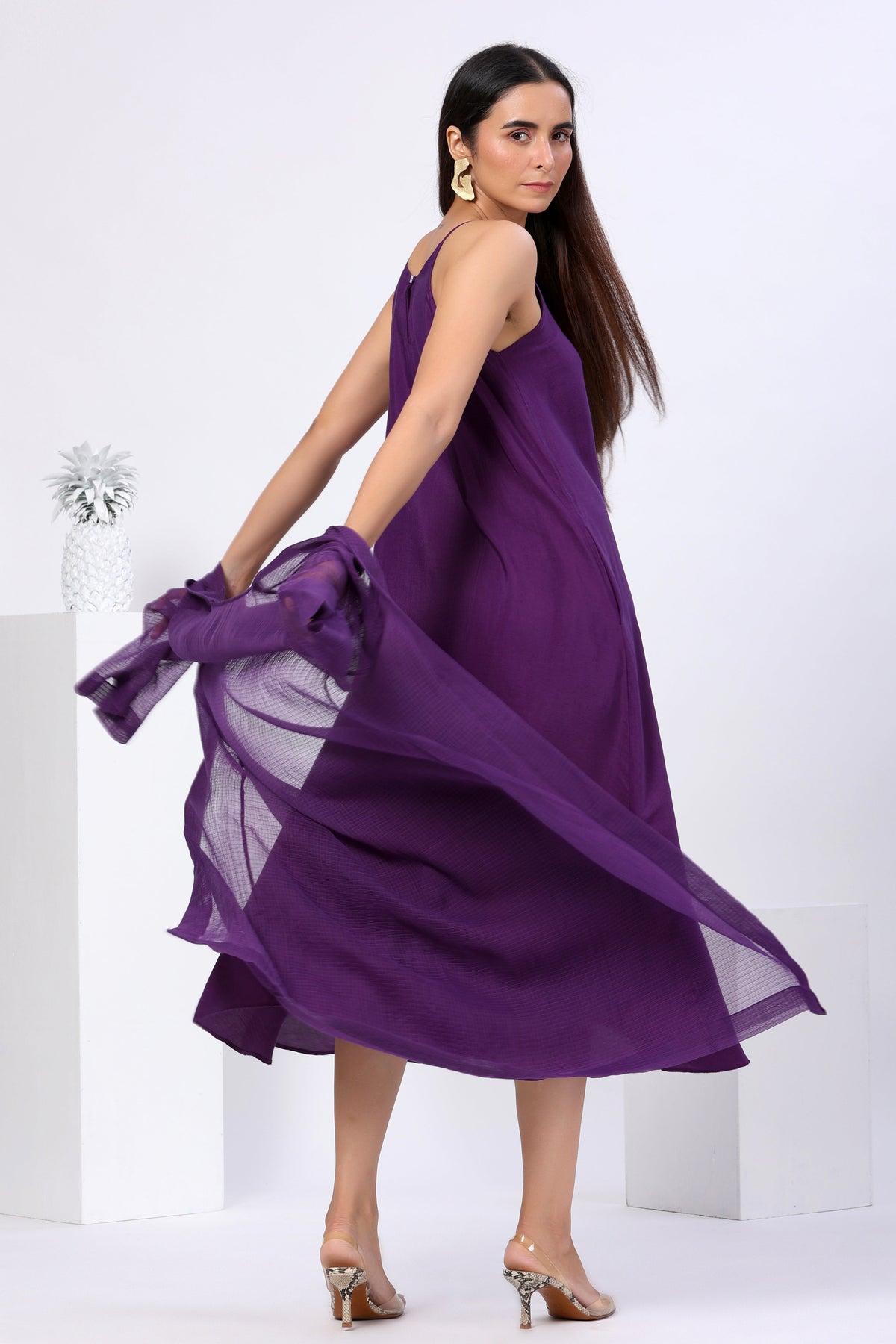 Mid Calf Length Dress with Doriya Shrug - ILMA