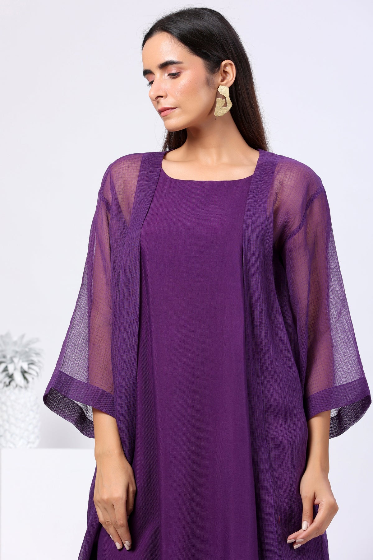 Mid Calf Length Dress with Doriya Shrug - ILMA