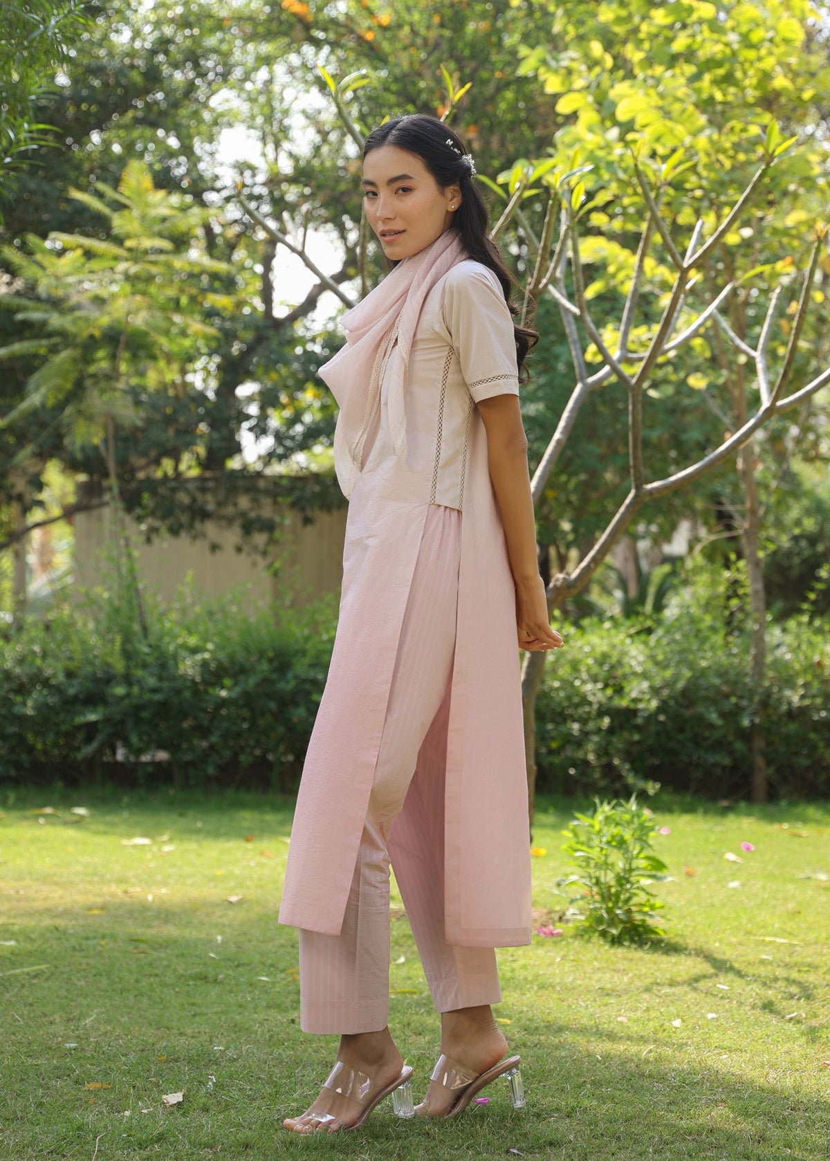 PEONY Straight Kurta Set with Scarf - ILMA