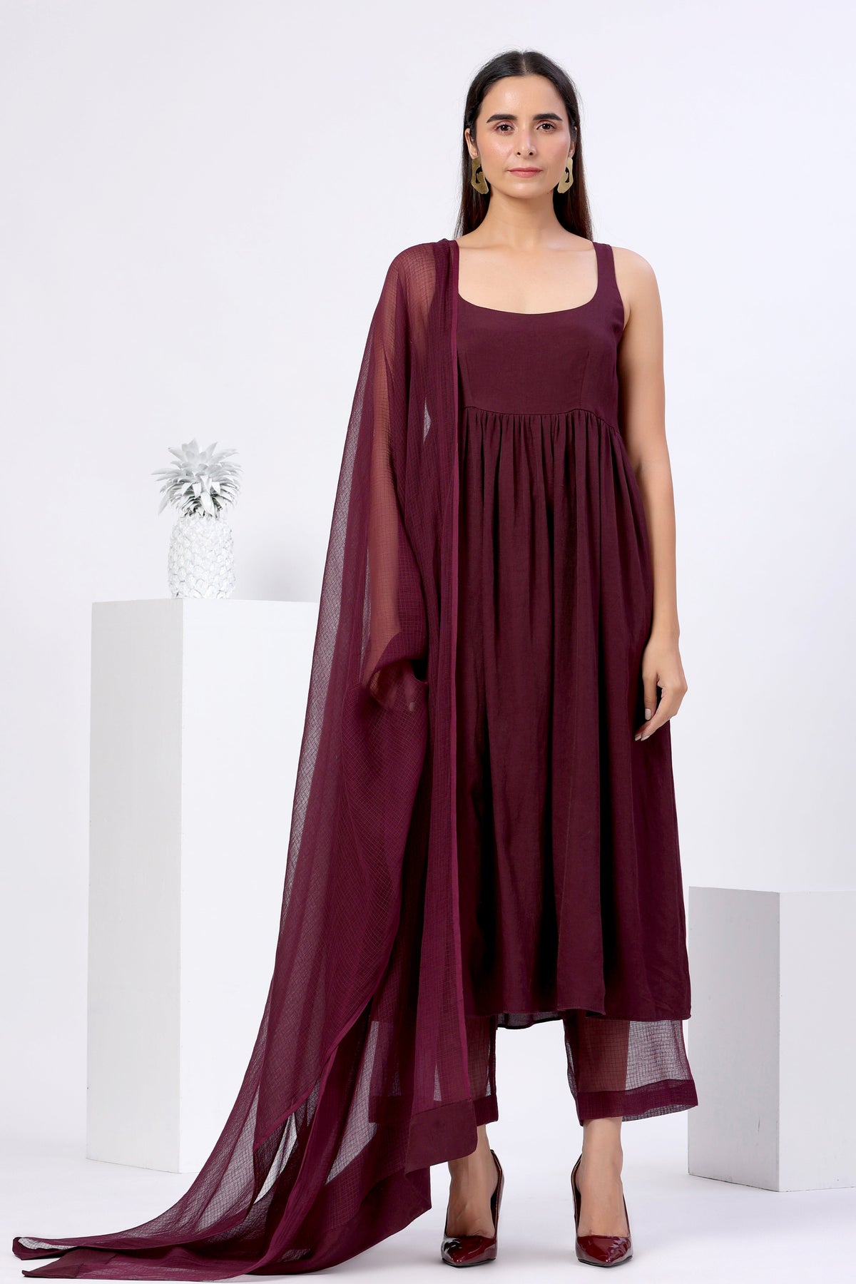 Radhika Bhardwaj in Sleeveless Suit Set with Doriya Dupatta - ILMA