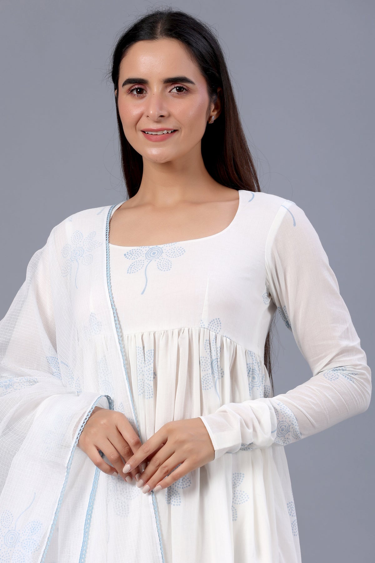Radhika in White Block Printed Suit Set - ILMA