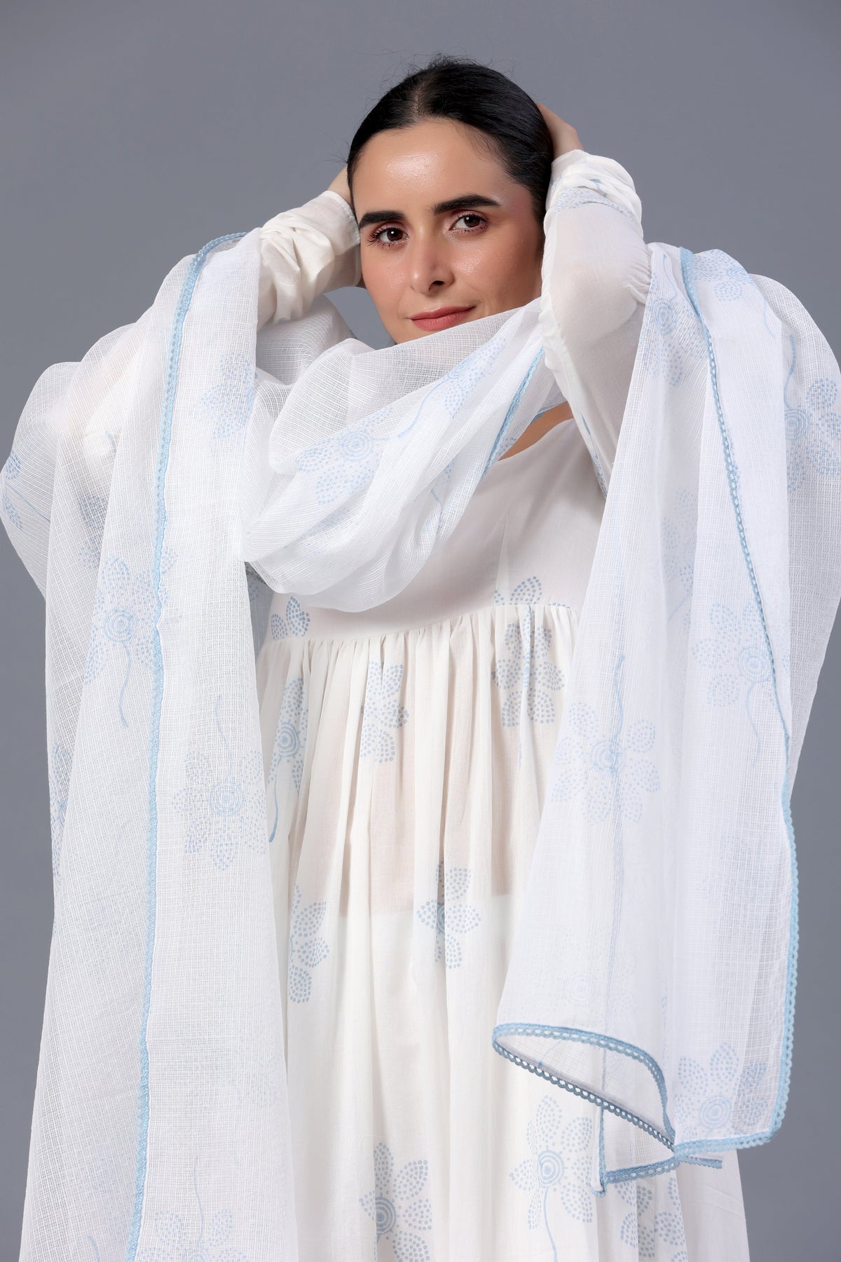 Radhika in White Block Printed Suit Set - ILMA