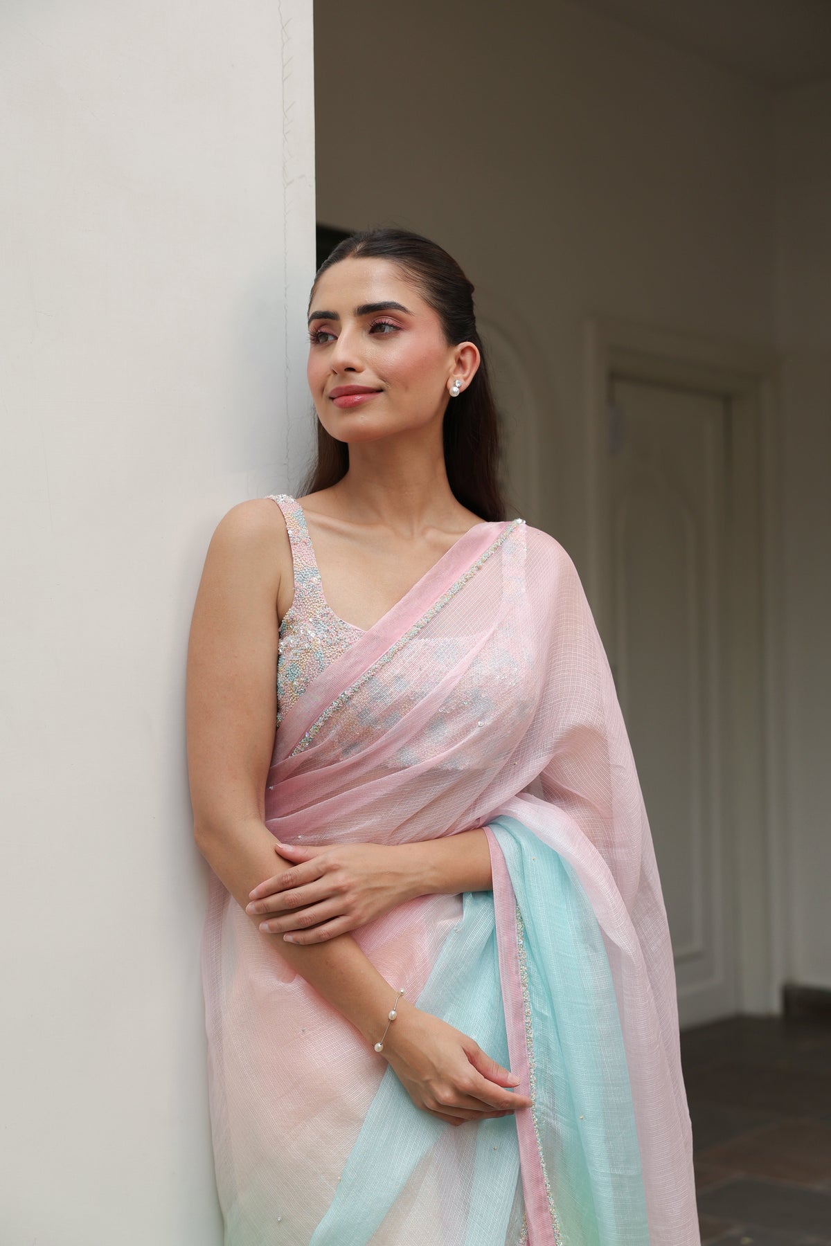 RANGINI Saree with Hand Embellished Blouse - ILMA