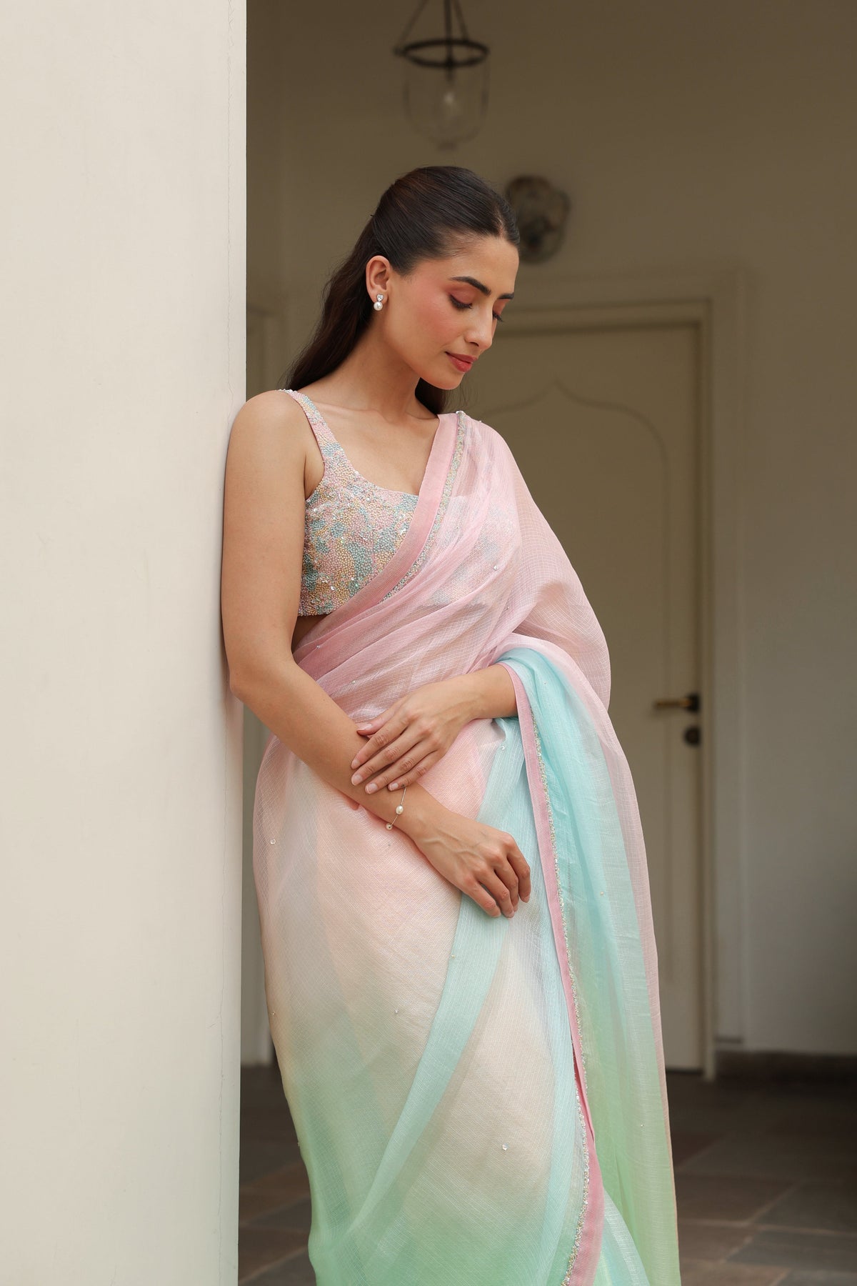 RANGINI Saree with Hand Embellished Blouse - ILMA