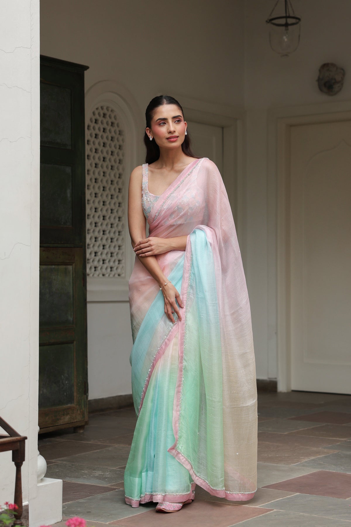 RANGINI Saree with Hand Embellished Blouse - ILMA