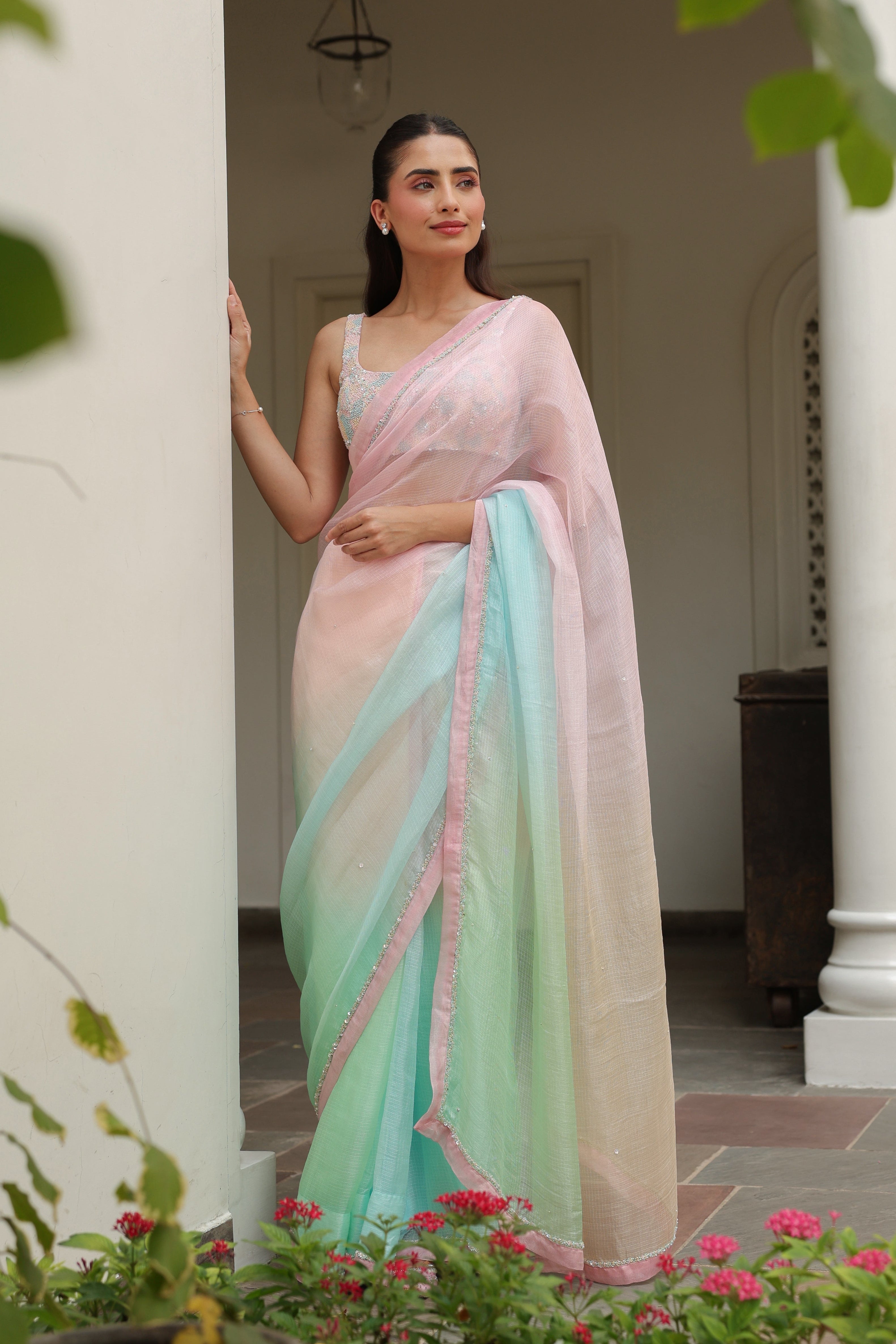 RANGINI Saree with Hand Embellished Blouse - ILMA