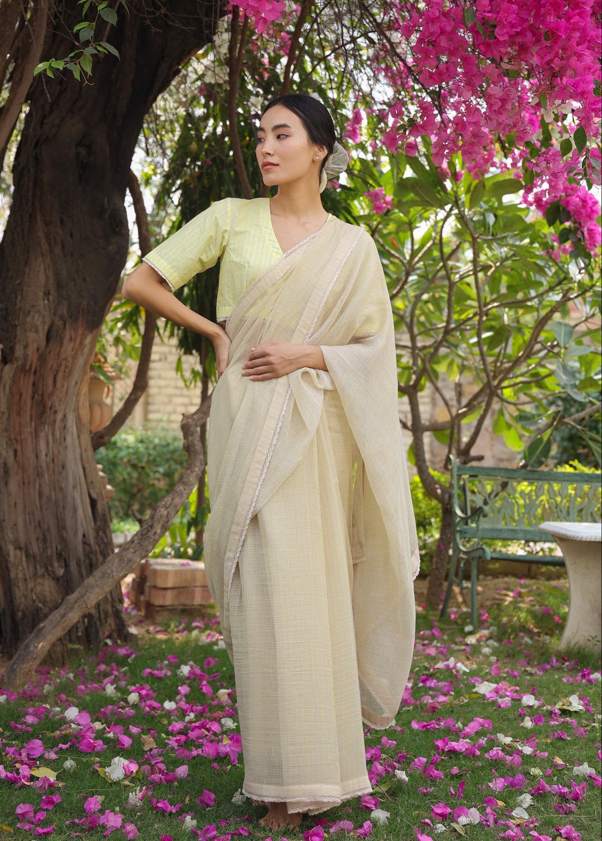 Reshma Sebastian in Meadow Striped Saree - ILMA