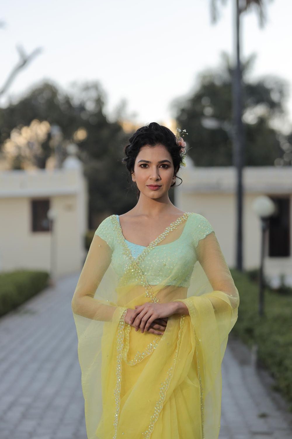 Sequins Border Saree with Contrast Blouse - ILMA