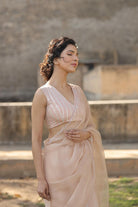 Sequins Border Saree with Striped Blouse - ILMA