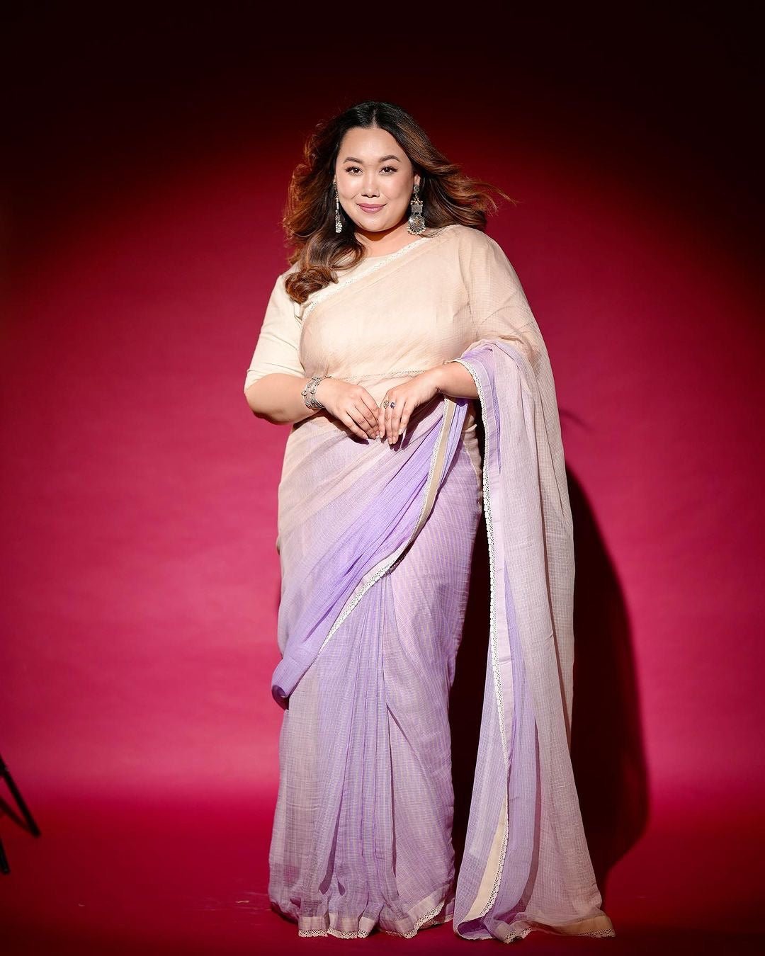 Shraddha Gurung in MARGUERITE Half Ombre & Half Sriped Saree - ILMA