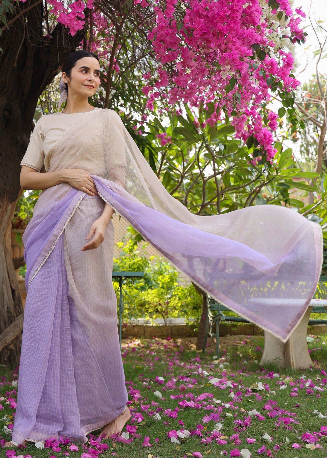 Shraddha Gurung in MARGUERITE Half Ombre & Half Sriped Saree - ILMA