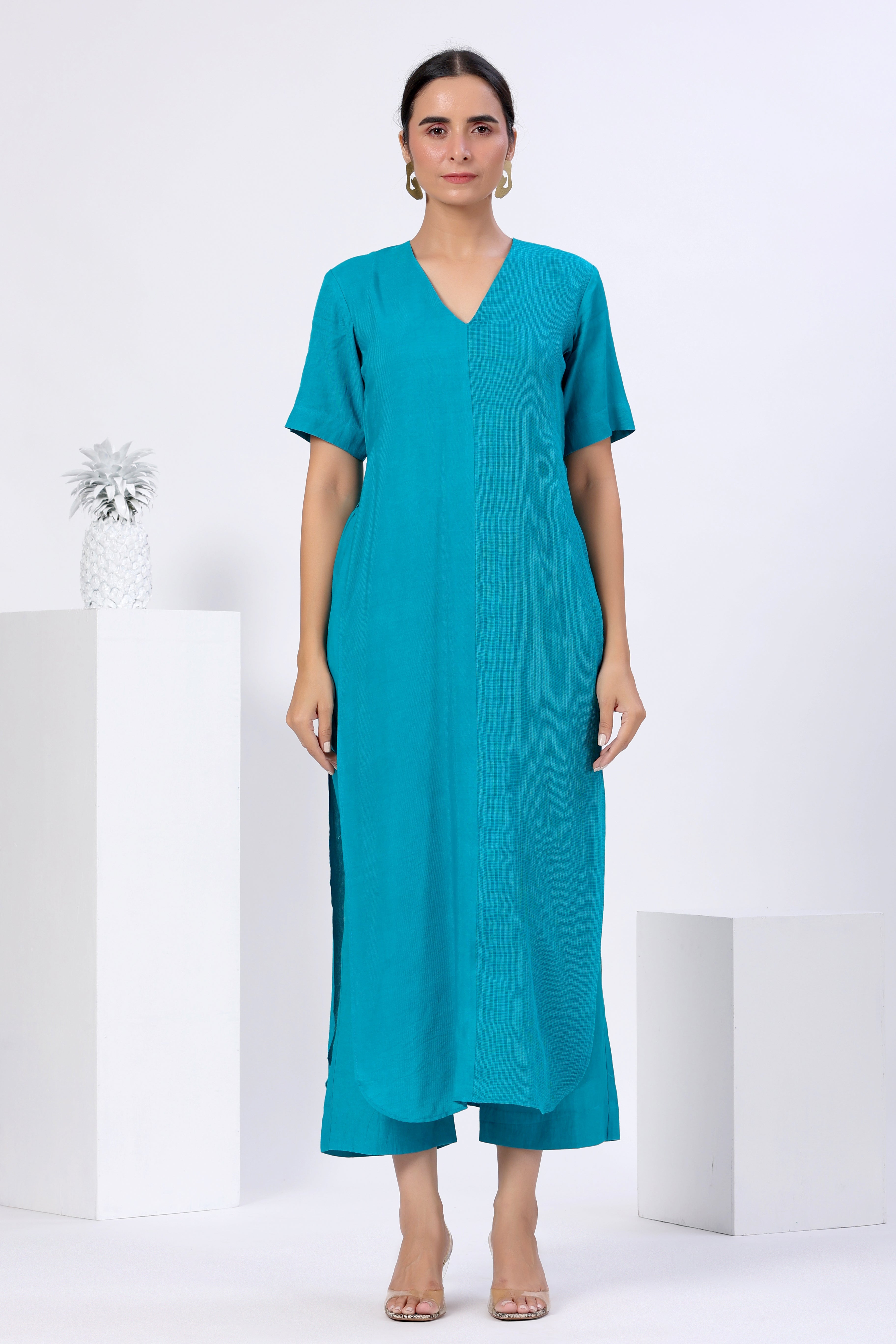 Side Slit Long Kurta Set - ILMA