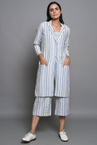 Striped Overcoat With Culottes and Bralette Top - ILMA