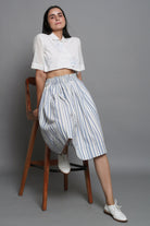 Striped Skirt with Block Printed Cropped Top - ILMA