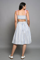 Striped Skirt With Pink Tie Up Top - ILMA