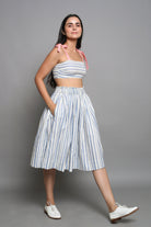 Striped Skirt With Pink Tie Up Top - ILMA