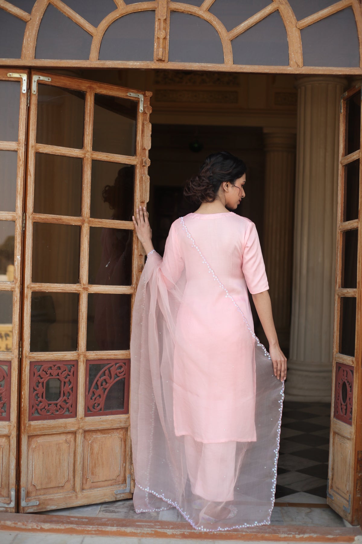 Suit Set with Sequins Border Dupatta - ILMA