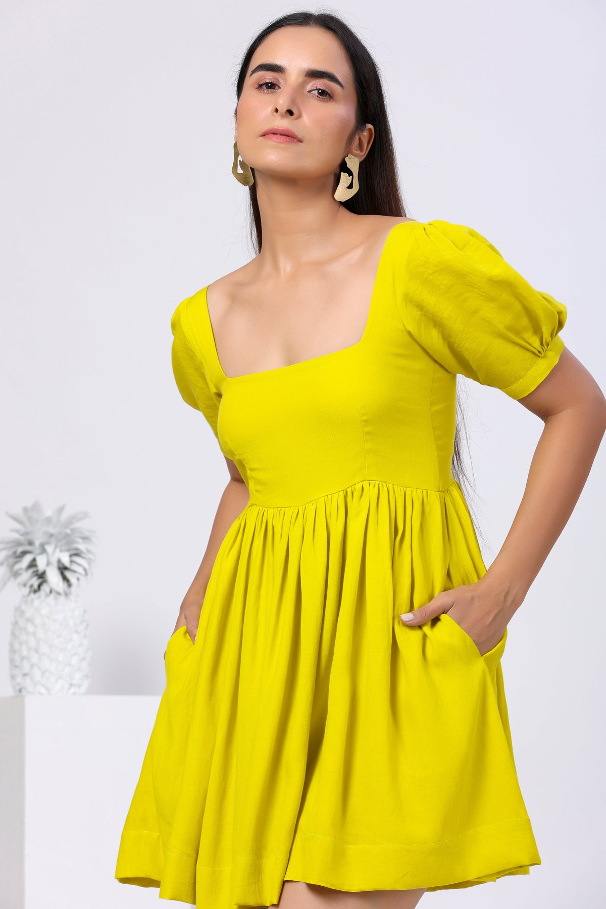 Sunnyysideup in Square Neckline Jumper Dress - ILMA