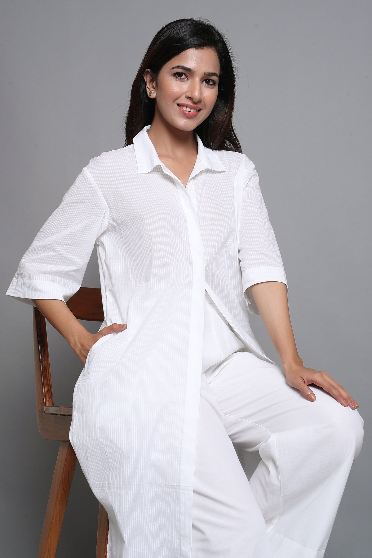 Tisca Chopra in White Long Shirt Set - ILMA