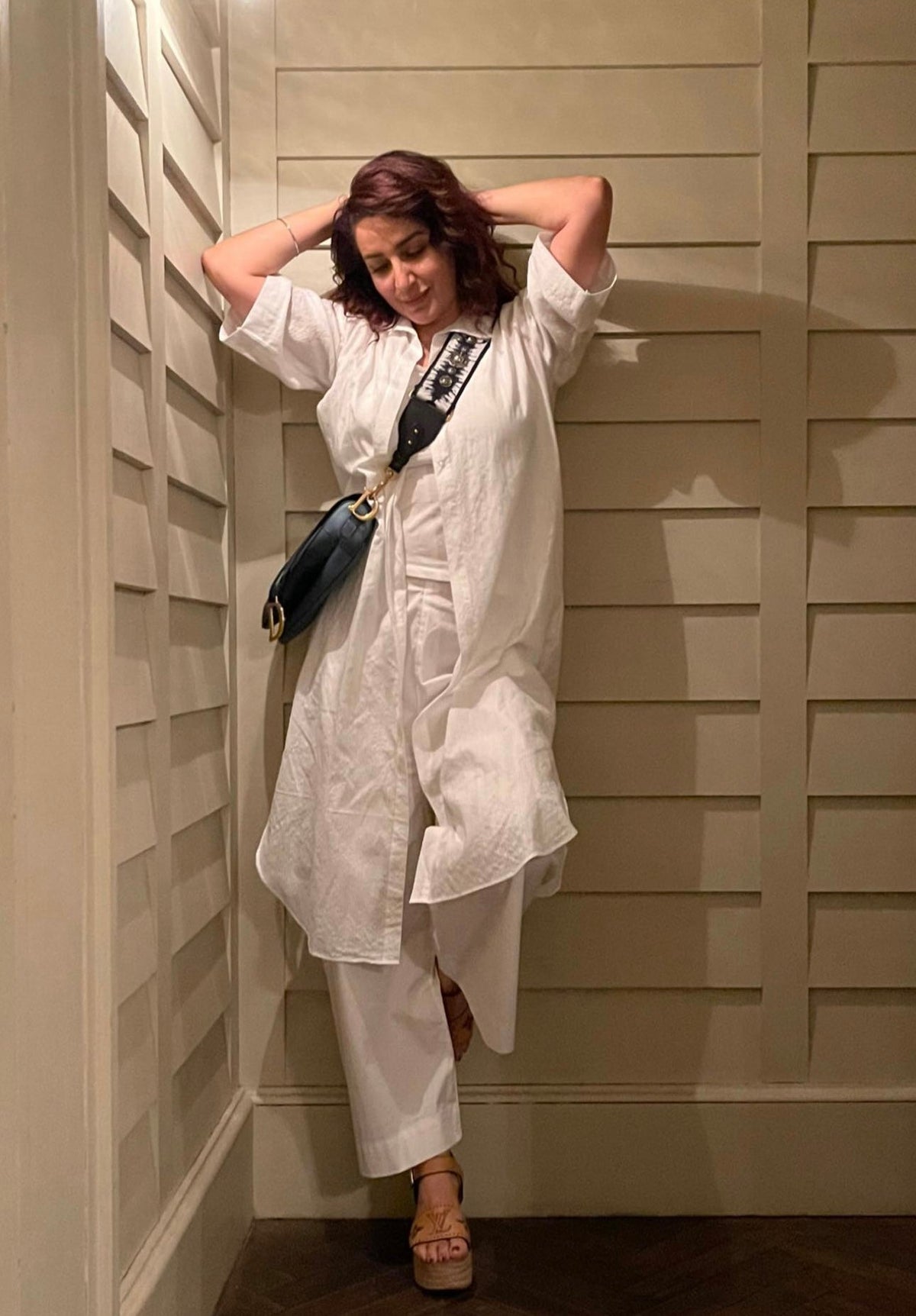Tisca Chopra in White Long Shirt Set - ILMA