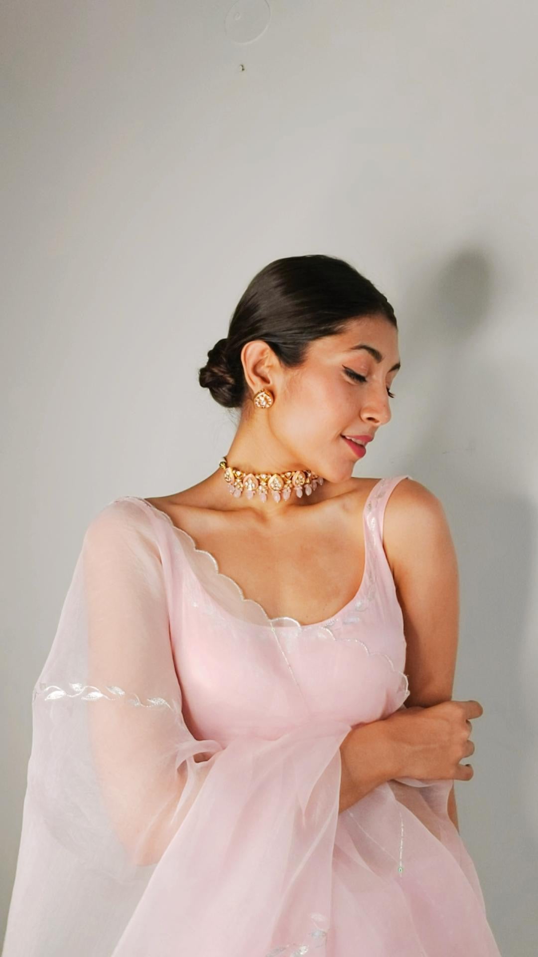 Upalina Gupta in Striped Hand Embellished Saree with Blouse - ILMA