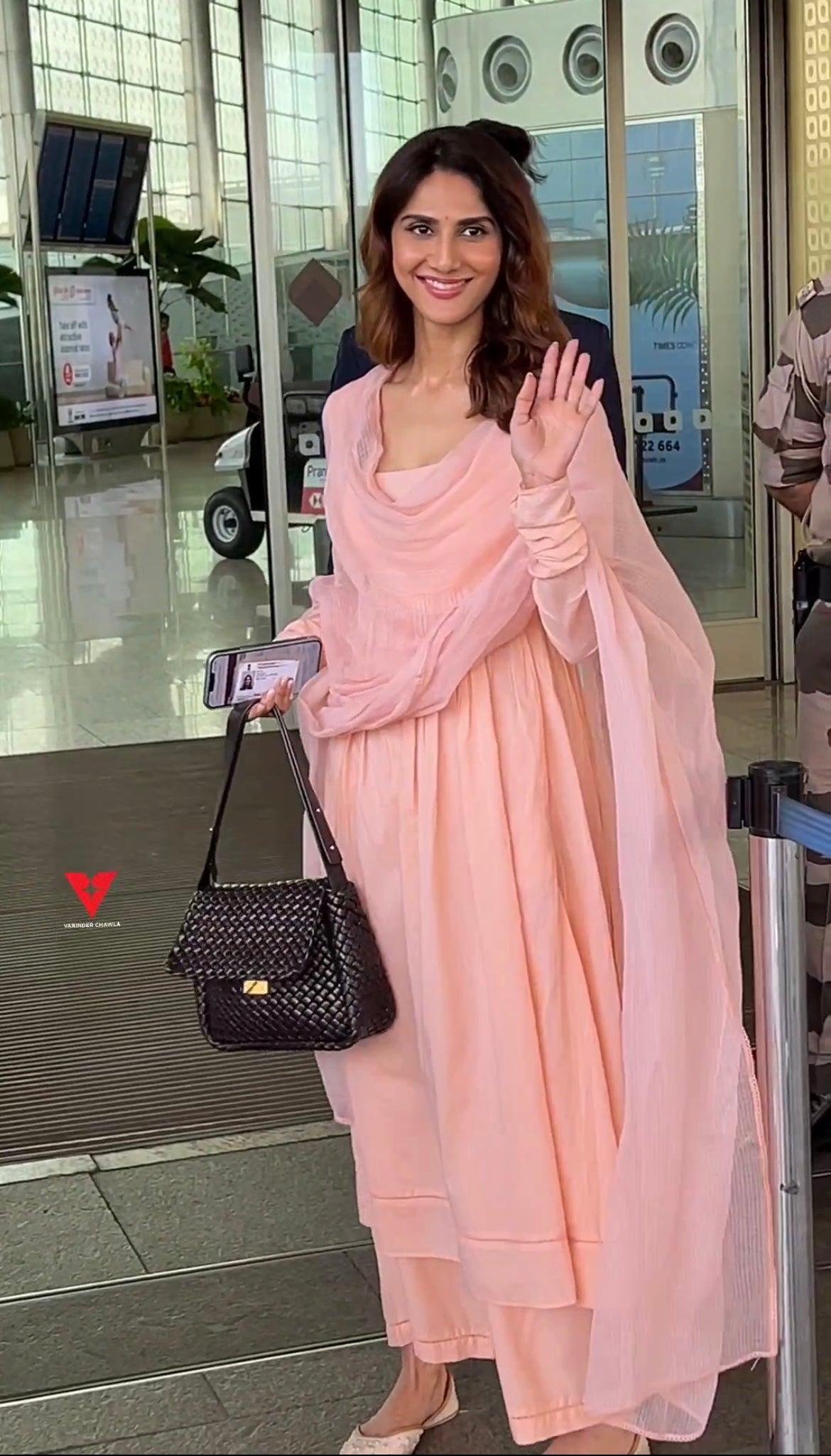 Vaani Kapoor in Peach Full Sleeves Suit Set with Doria Dupatta - ILMA