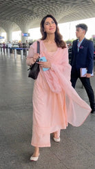 Vaani Kapoor in Peach Full Sleeves Suit Set with Doria Dupatta - ILMA