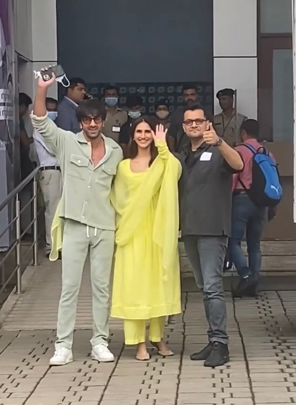 Vaani Kapoor in Sunshine Yellow Full Sleeves Suit Set with Doriya Dupatta - ILMA