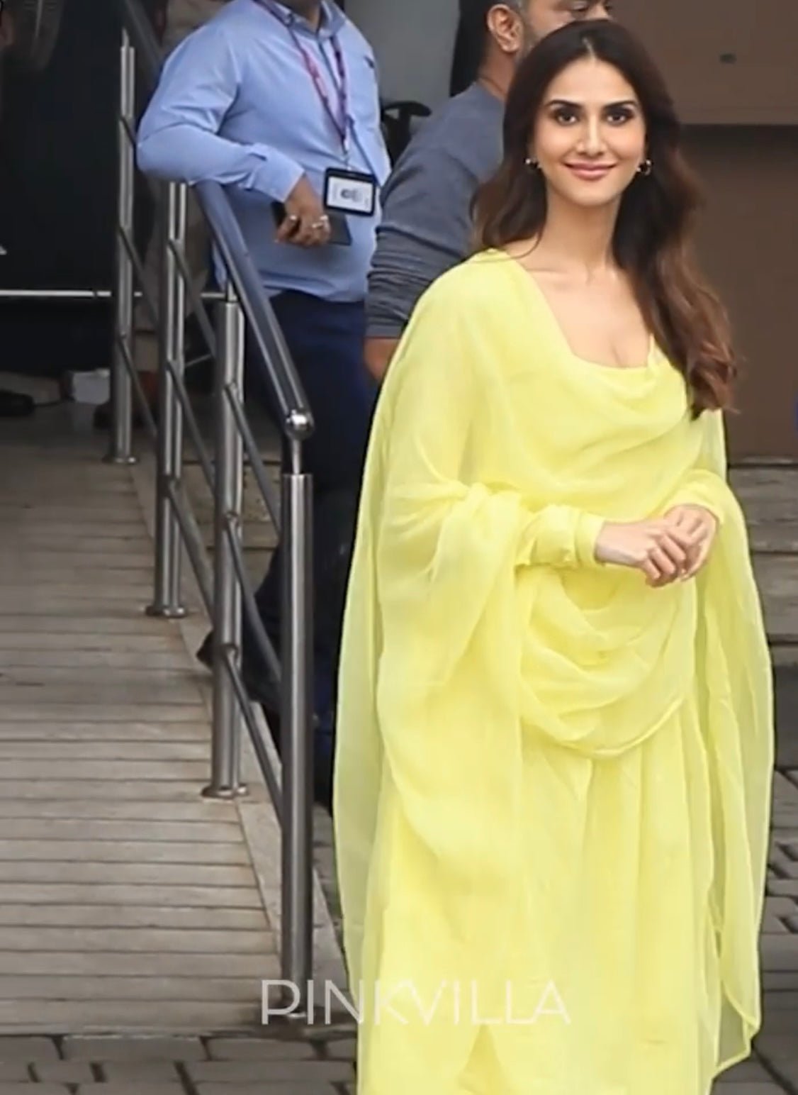 Vaani Kapoor in Sunshine Yellow Full Sleeves Suit Set with Doriya Dupatta - ILMA