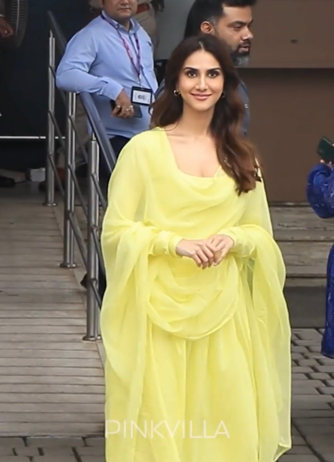 Vaani Kapoor in Sunshine Yellow Full Sleeves Suit Set with Doriya Dupatta - ILMA
