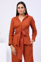 Waist Tie Up Shirt Co-ord Set - ILMA