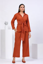 Waist Tie Up Shirt Co-ord Set - ILMA