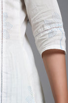 White Block Printed Suit Set with Dupatta - ILMA