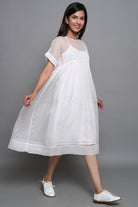 White Doriya Dress with Mulmul Inner - ILMA