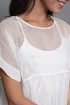 White Doriya Dress with Mulmul Inner - ILMA