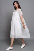 White Doriya Dress with Mulmul Inner - ILMA