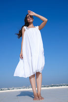 White Ruched Strap Dress - ILMA