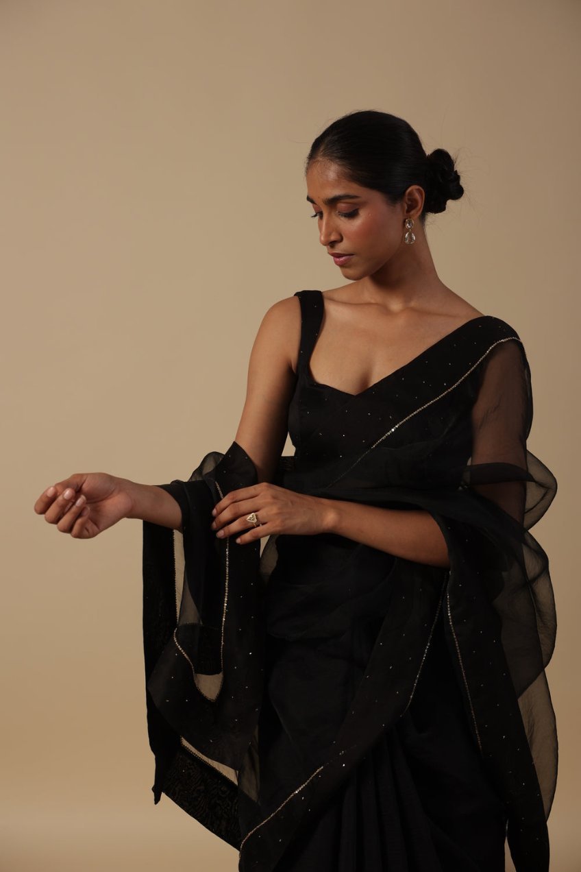 Yuvna Saree with Chanderi Mukaish Blouse - ILMA